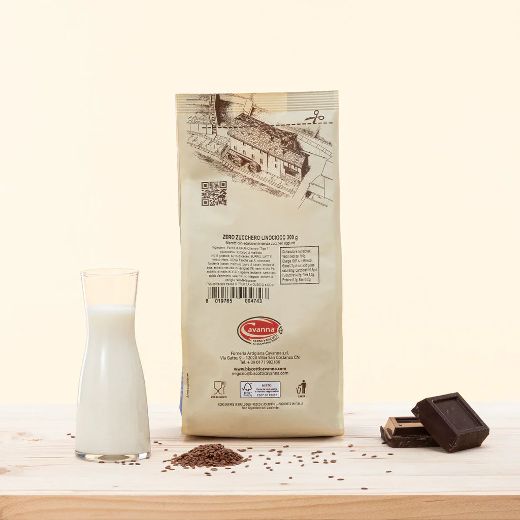 Linociocc con semi di Lino e Cioccolato - Zero Zucchero - Cavanna