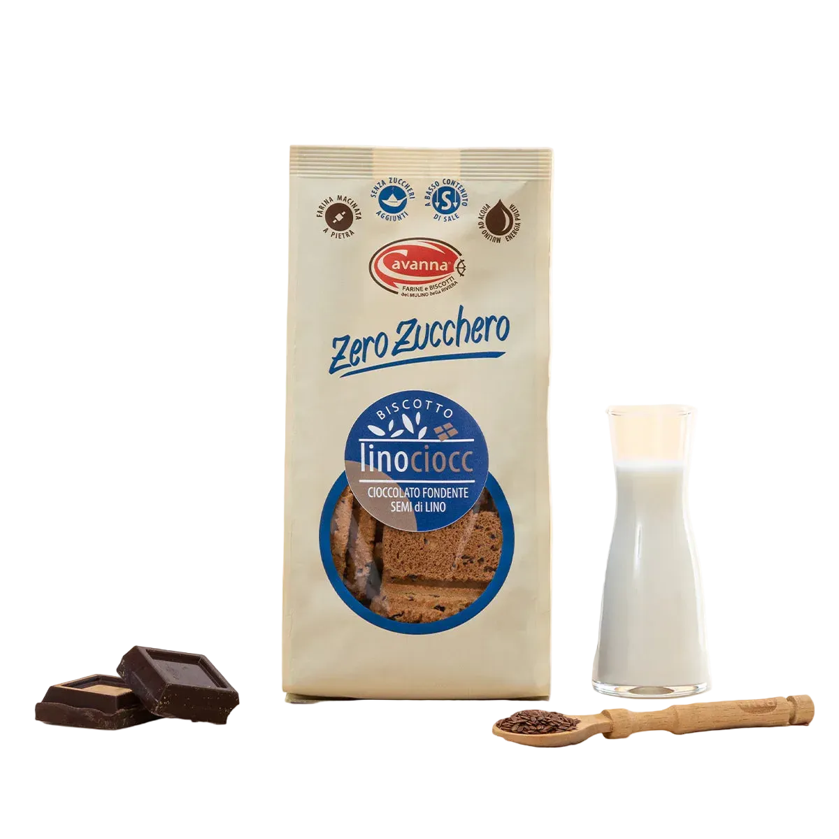 Linociocc con semi di Lino e Cioccolato - Zero Zucchero - Cavanna