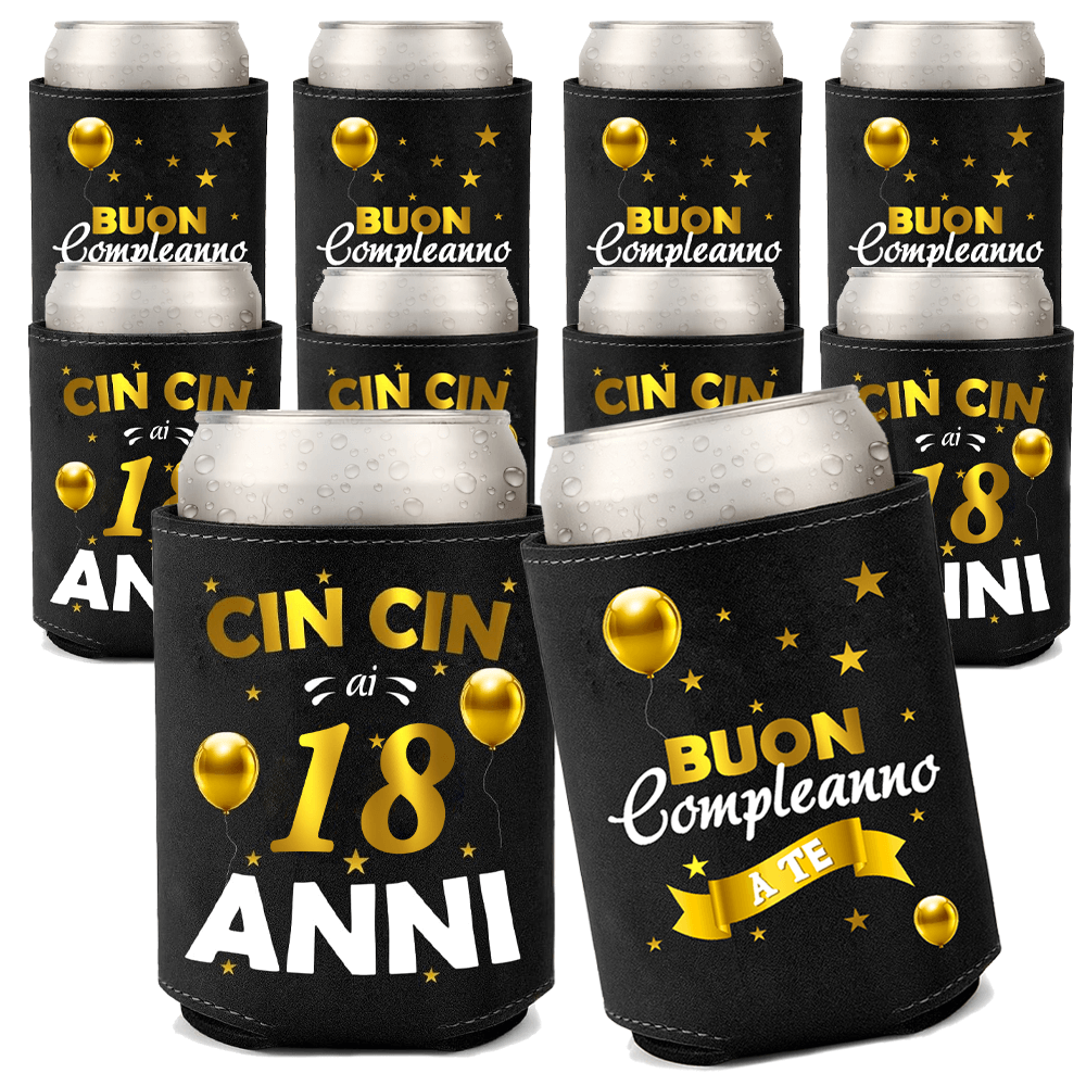 Raffredda Lattina Ecopelle Sintetica Nera Confezione da 10 - Buon 18 Compleanno
