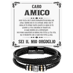 Bracciale Pelle Intrecciata Caro amico - Sei il mio Orgoglio.