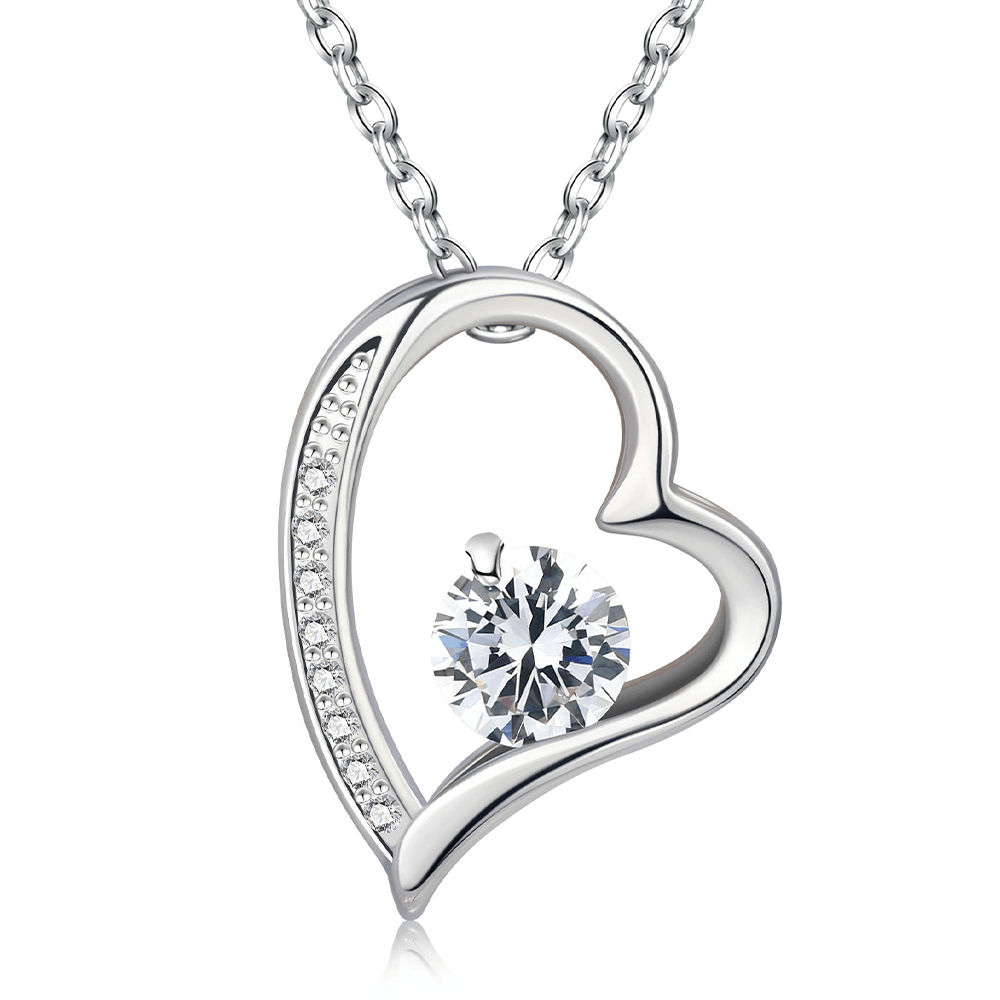 Collana Donna 1 Cuore - Finitura in Oro Bianco 14 carati