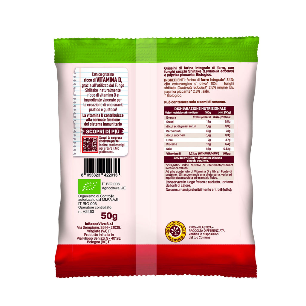 Grissini alla Paprika piccante & Shiitake BIO 50g
