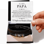 Bracciale Pelle Intrecciata Al mio Papà - Ti Voglio un Mondo di Bene.