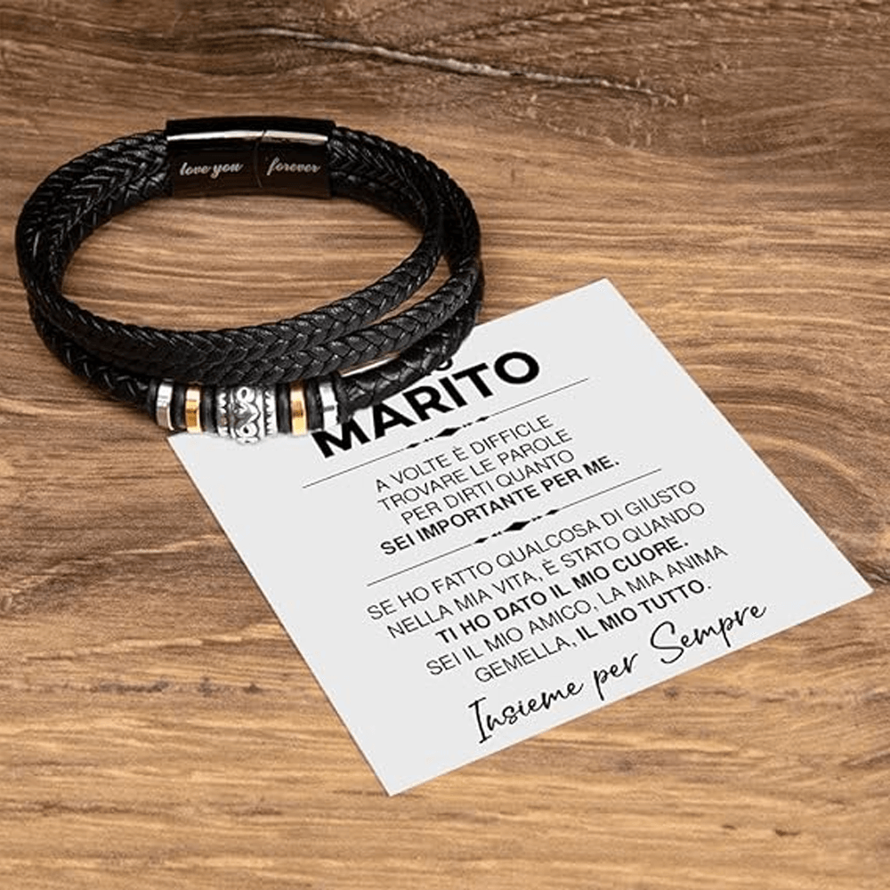 Bracciale Pelle Intrecciata A mio Marito - Ti Amo Sempre e per Sempre.