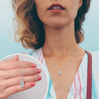 Collana Pietra di Luna Rettangolare in Argento Sterling 925 - A mia Cugina