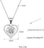 Collana Donna Cuore con Pietra Bianca - Argento Sterling 925