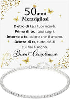 Bracciale Tennis in Argento Sterling 925 Compleanno - 50 anni.