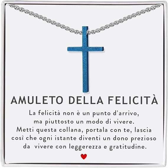 Collana Croce Blu - Amuleto della Felicità.