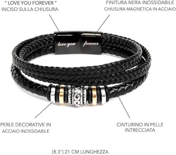 Bracciale Pelle Intrecciata A mio Fratello- Sei il mio Orgoglio.
