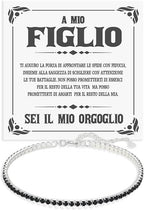Bracciale Tennis Nero in Argento Sterling 925 - Caro Figlio