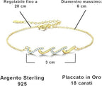 Bracciale Donna in Argento Sterling 925 Placcato in oro 18Kt - Onde del Mare