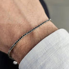Bracciale Tennis Nero in Argento Sterling 925 - Per il Mio Padrino