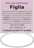 Bracciale Tennis A mia Figlia in Argento Sterling 925 - Ti voglio un Mondo di Bene.