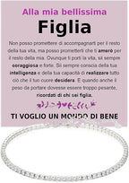 Bracciale Tennis A mia Figlia in Argento Sterling 925 - Ti voglio un Mondo di Bene.
