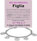 Bracciale Quadrifoglio A mia Figlia -  Ti voglio un Mondo di Bene.