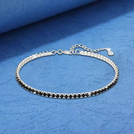 Bracciale Tennis Nero in Argento Sterling 925 - Per il Mio Padrino