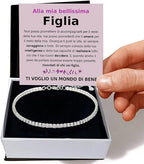 Bracciale Tennis A mia Figlia in Argento Sterling 925 - Ti voglio un Mondo di Bene.