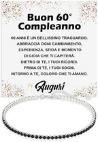 Bracciale Tennis Nero in Argento Sterling 925 Compleanno - 60 anni