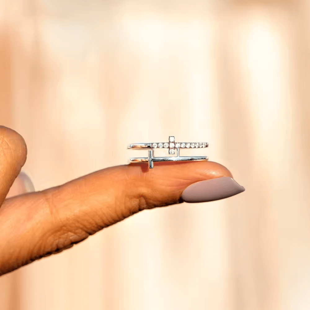 Anello da Donna in Argento Sterling 925 Per la mia Madrina- Croce