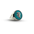 Anello Chevalier Argento Smalto Dolce Vita Anni 50 Vintage