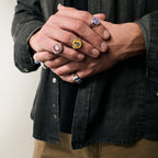 Anello Chevalier Argento Smalto Dolce Vita Anni 50 Vintage