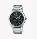 Casio MTP-V300D-1A – Orologio da Uomo in Acciaio, Display Giorno/24h, Quadrante Nero