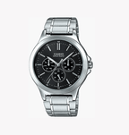 Casio MTP-V300D-1A – Orologio da Uomo in Acciaio, Display Giorno/24h, Quadrante Nero