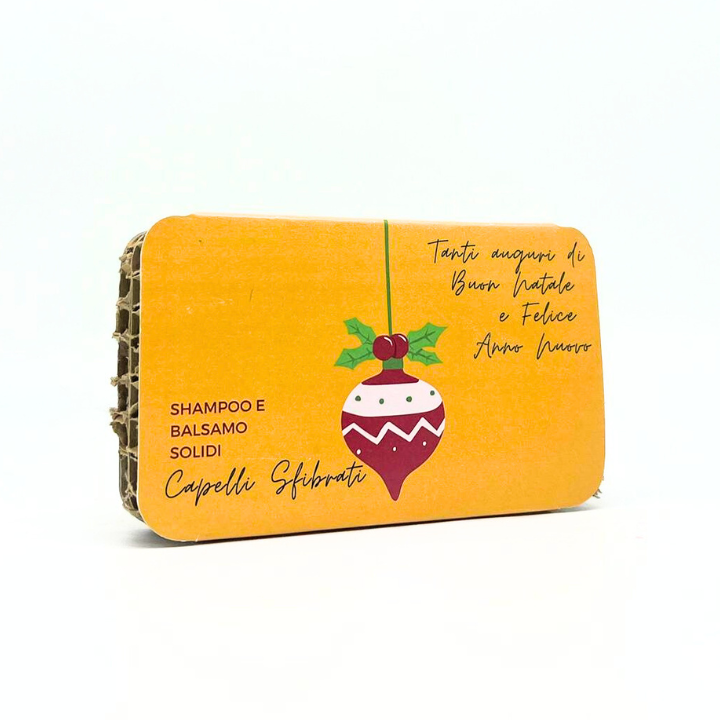 CONFEZIONE NATALIZIA SHAMPOO SOLIDO CAPELLI SFIBRATI FICO D'INDIA + BALSAMO SOLIDO CAPELLI SFIBRATI TROPICANA