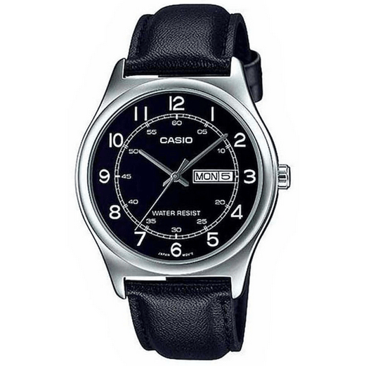 Casio MTP-V006L-1B2 – Orologio Uomo Classico con Cinturino in Pelle Nera e Quadrante Nero
