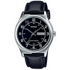 Casio MTP-V006L-1B2 – Orologio Uomo Classico con Cinturino in Pelle Nera e Quadrante Nero
