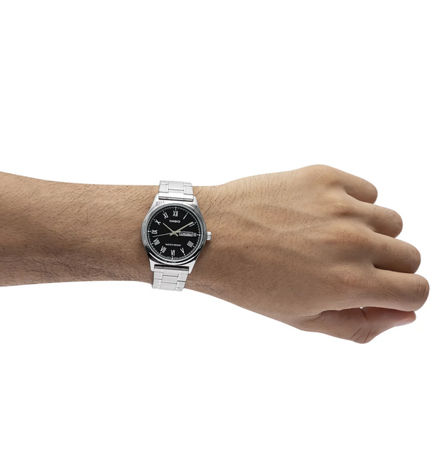Orologio Casio MTP‑V006D‑1B – acciaio, giorno & data