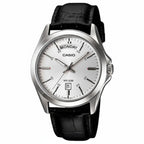 Casio MTP-1370L-7A – Orologio uomo in pelle, quadrante Argento