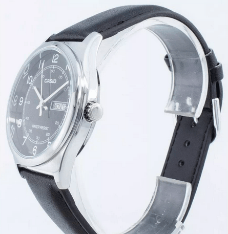 Casio MTP-V006L-1B2 – Orologio Uomo Classico con Cinturino in Pelle Nera e Quadrante Nero