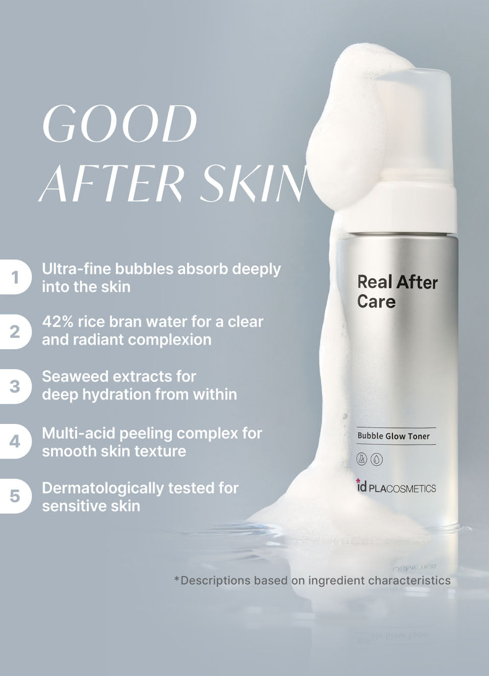 idPLACOSMETICS REAL AFTERCARE BUBBLE GLOW TONER