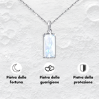 Collana Pietra di Luna Rettangolare in Argento Sterling 925 - Alla mia Madrina