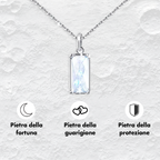 Collana Pietra di Luna Rettangolare in Argento Sterling 925 - A mia Zia