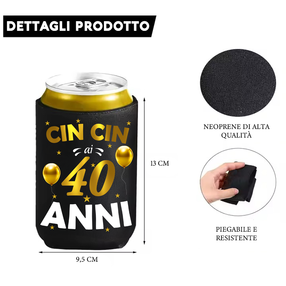 Raffredda Lattina Ecopelle Sintetica Nera Confezione da 10 - Buon 40 Compleanno