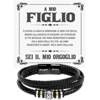 Bracciale Pelle Intrecciata A mio Figlio - Sei il mio Orgoglio.