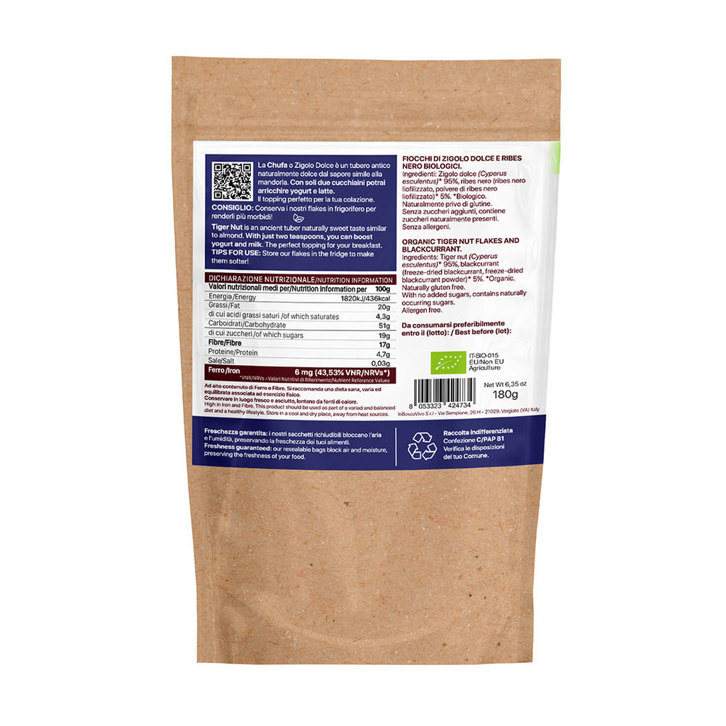 Chufa Flakes al Ribes Nero Bio - Fiocchi di Chufa Senza Glutine - 180g
