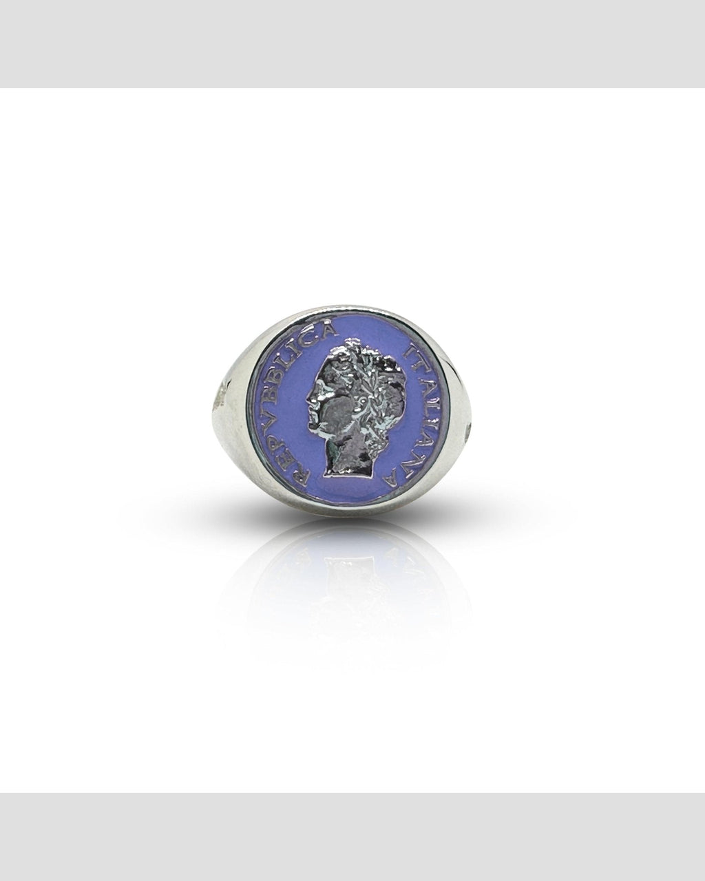 Anello Chevalier Argento Smalto Dolce Vita Anni 50 Vintage