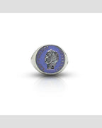 Anello Chevalier Argento Smalto Dolce Vita Anni 50 Vintage