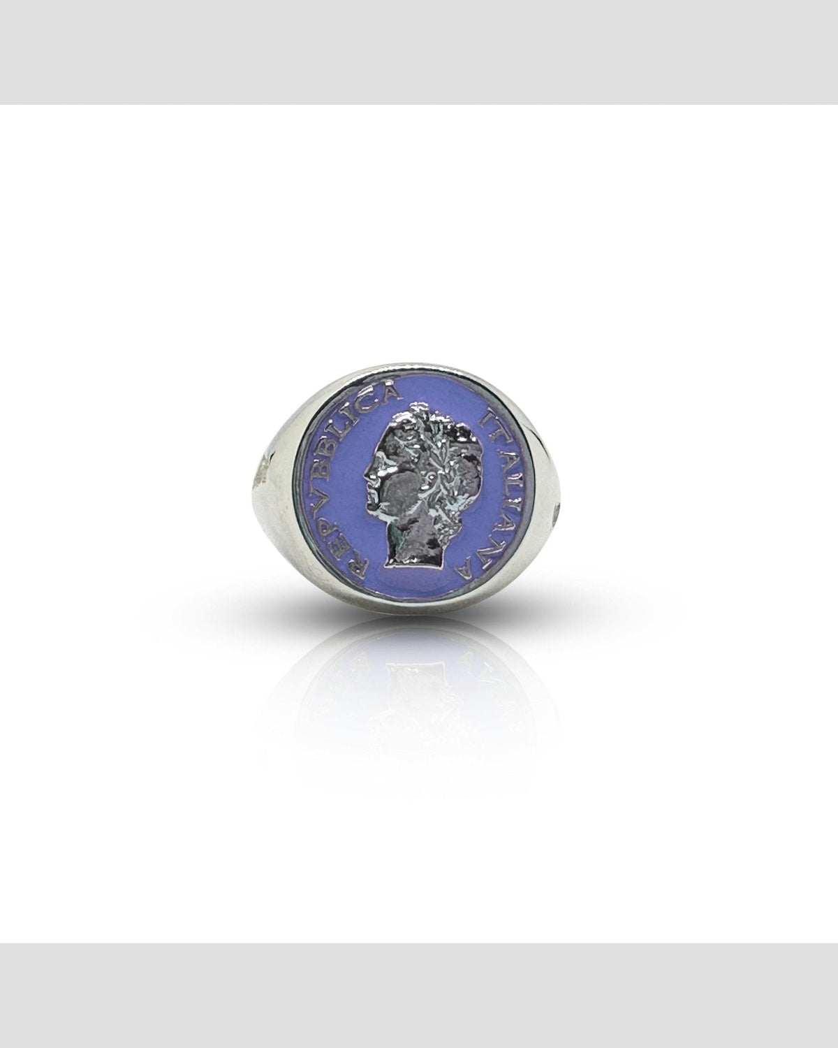 Anello Chevalier Argento Smalto Dolce Vita Anni 50 Vintage