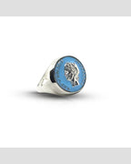 Anello Chevalier Argento Smalto Dolce Vita Anni 50 Vintage