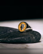 Anello Chevalier Argento Smalto Dolce Vita Anni 50 Vintage