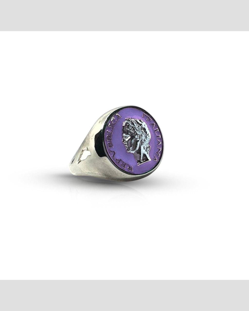 Anello Chevalier Argento Smalto Dolce Vita Anni 50 Vintage