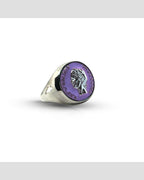 Anello Chevalier Argento Smalto Dolce Vita Anni 50 Vintage