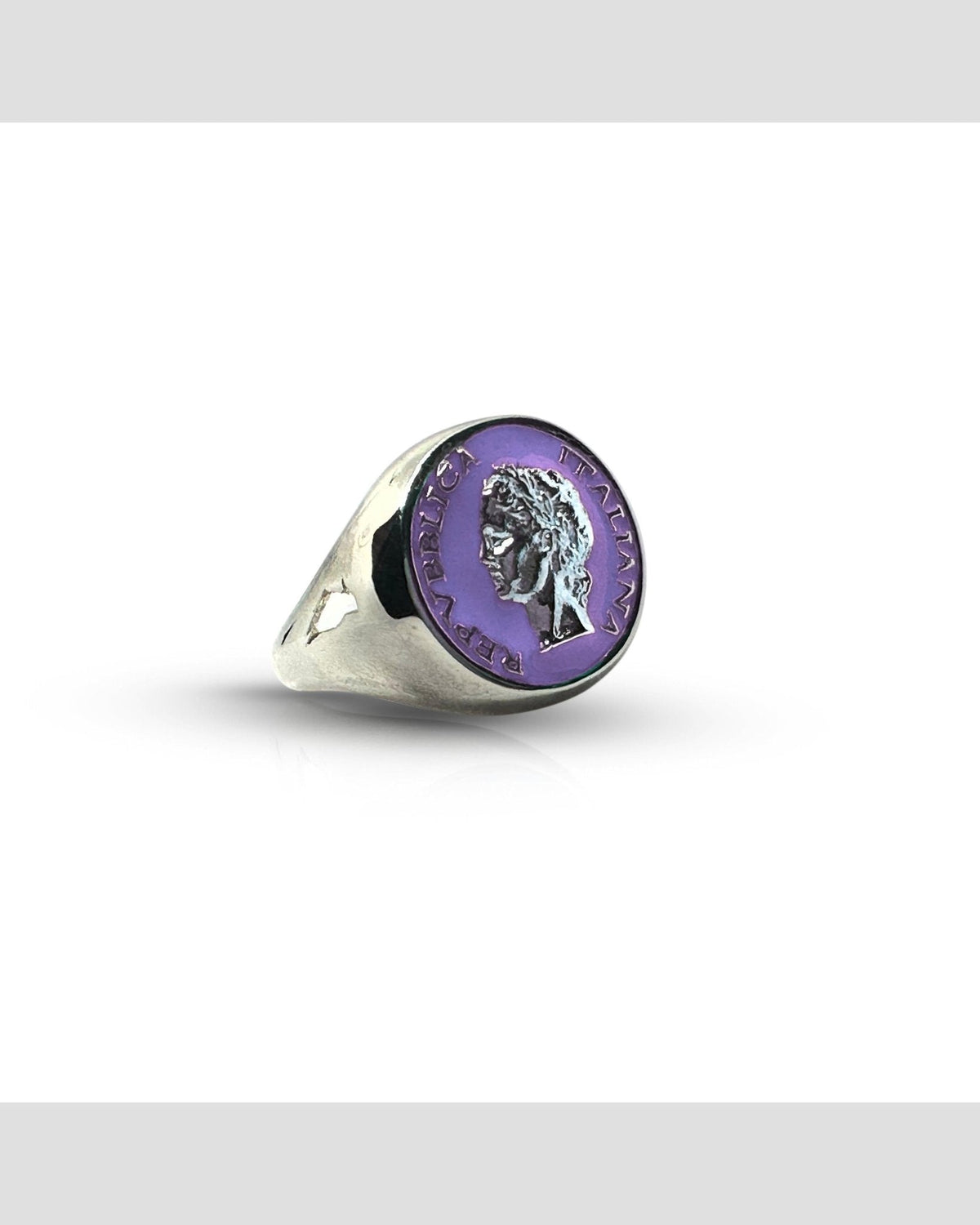 Anello Chevalier Argento Smalto Dolce Vita Anni 50 Vintage