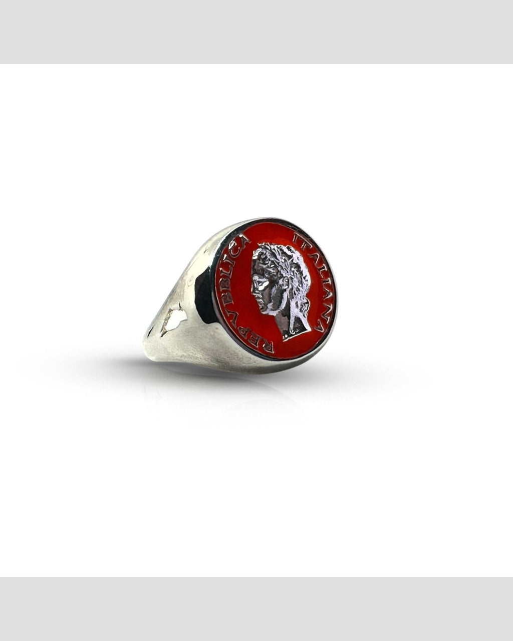Anello Chevalier Argento Smalto Dolce Vita Anni 50 Vintage