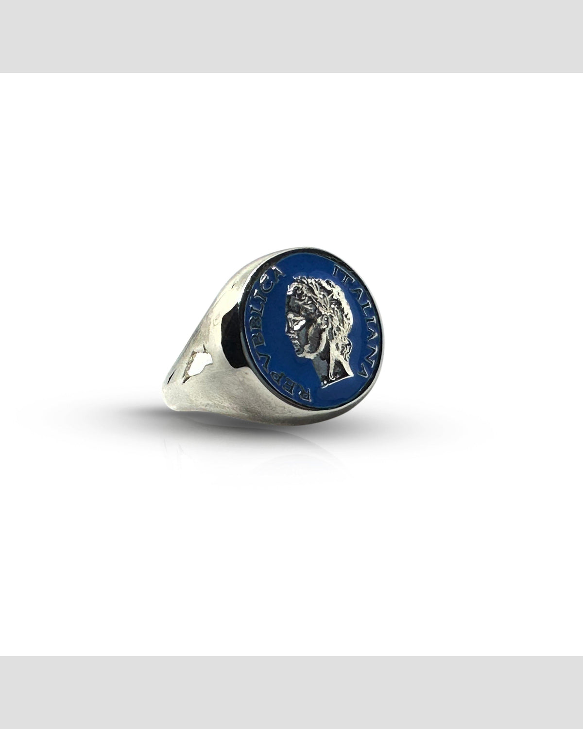 Anello Chevalier Argento Smalto Dolce Vita Anni 50 Vintage