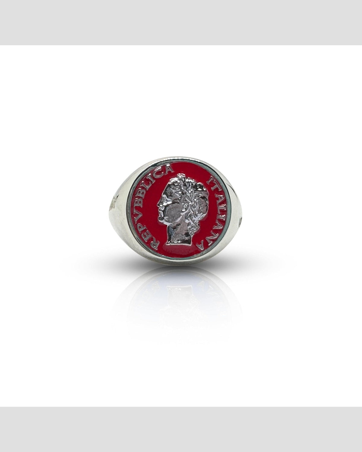 Anello Chevalier Argento Smalto Dolce Vita Anni 50 Vintage